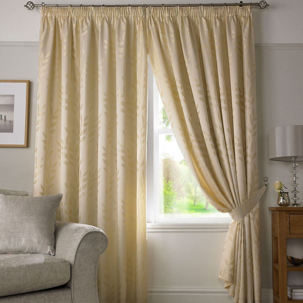 Alan Symonds Tivoli Leaf Woven Jacquard Pencil Pleat Lined Curtains