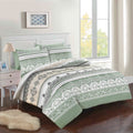Night Zone Chloe Ornate Damask Print Reversible Duvet Cover Set, Green/White