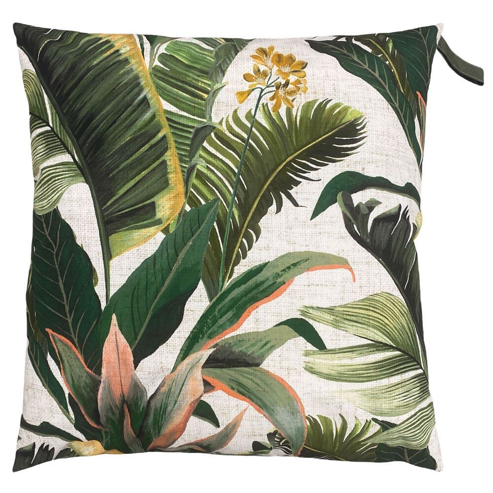Furn Hawaii Tropical Leaves 100% UV & Water Resistant Outdoor Floor Cushion Cover, Multi, 70 x 70 Cm