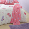 Bedlam Flutterby Butterfly Print Fleece Throw, Pink, 120 x 150 Cm