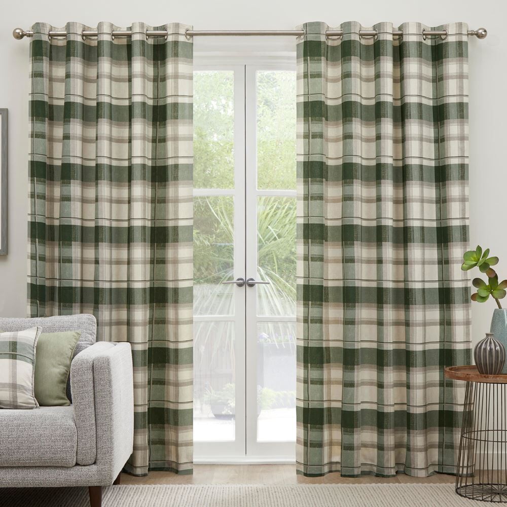 Fusion Balmoral Check 100% Cotton Eyelet Lined Curtains