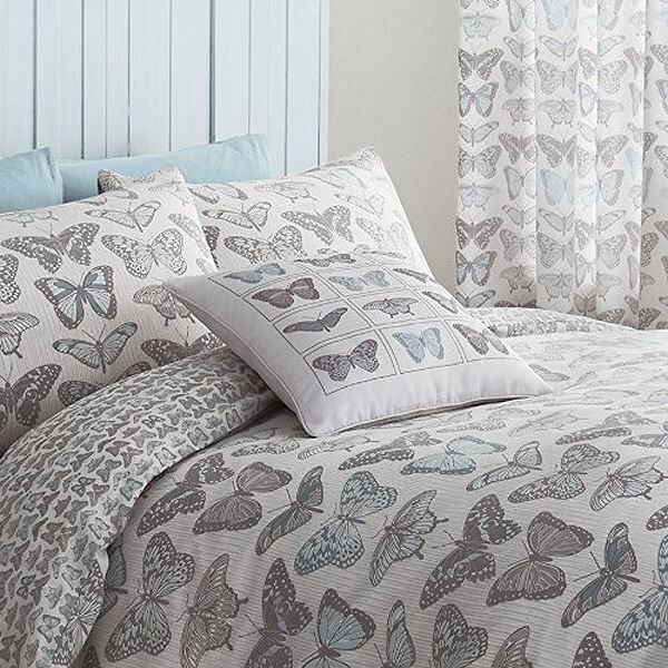 Catherine Lansfield Pastiche Butterflies Piped Edge Cushion Cover, 43 x 43 Cm