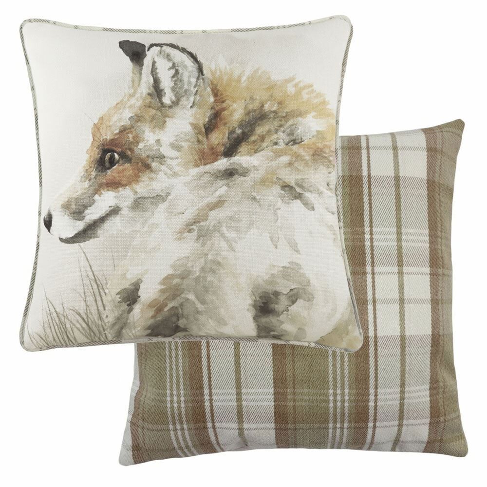 Evans Lichfield Watercolour Fox Print Piped Edge Cushion Cover, Multi, 43 x 43 Cm