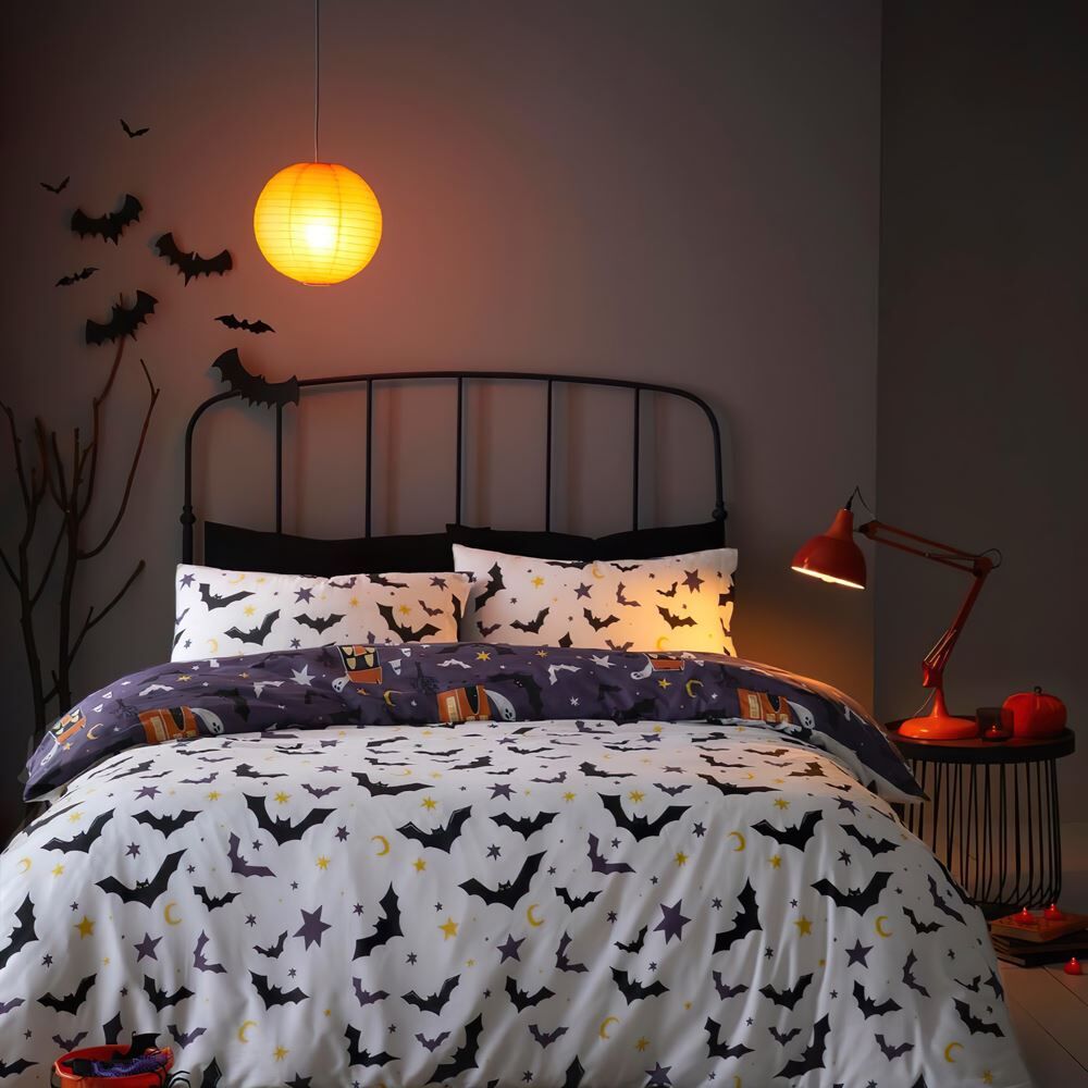 Bedlam Halloween Haunted House Glow In The Dark Duvet Cover Set