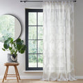 Fusion Linara Geometric Slot Top Voile Curtain Panel, Natural