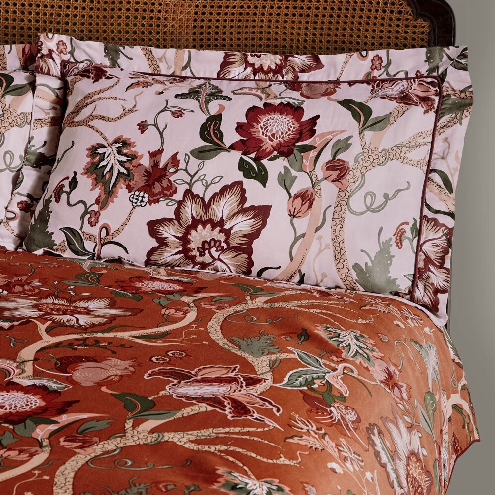 Paoletti Botanist 100% Cotton Sateen 200 Thread Count Oxford Pillow Case, Russet, Pair