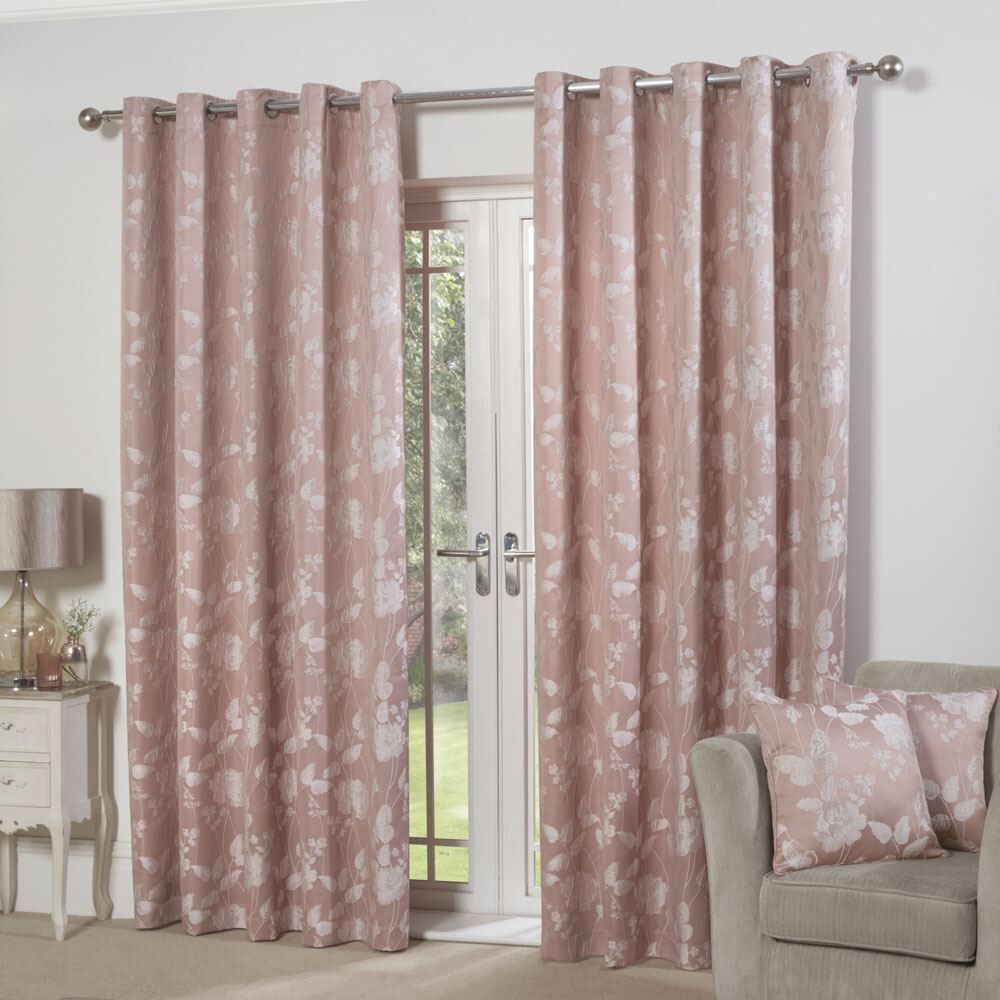 Emma Barclay Butterfly Meadow Floral Jacquard Lined Eyelet Curtains