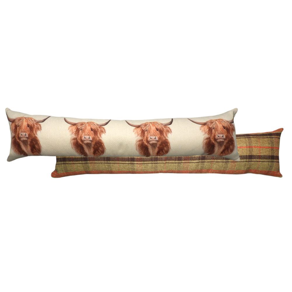 Evans Lichfield Hunter Highland Cow Tartan Draught Excluder Case, Multi