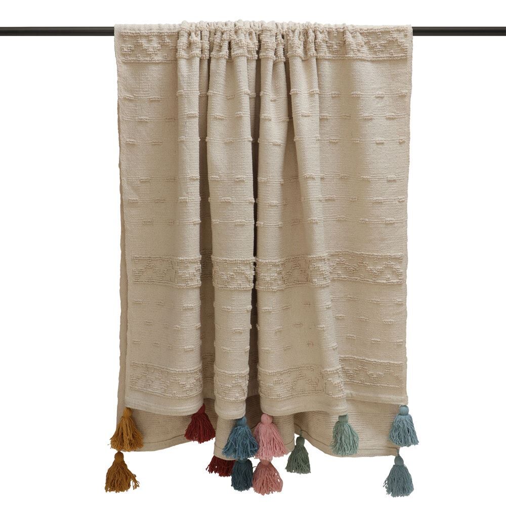 Furn Boho Geometric Tufted 100% Cotton Tasselled Throw