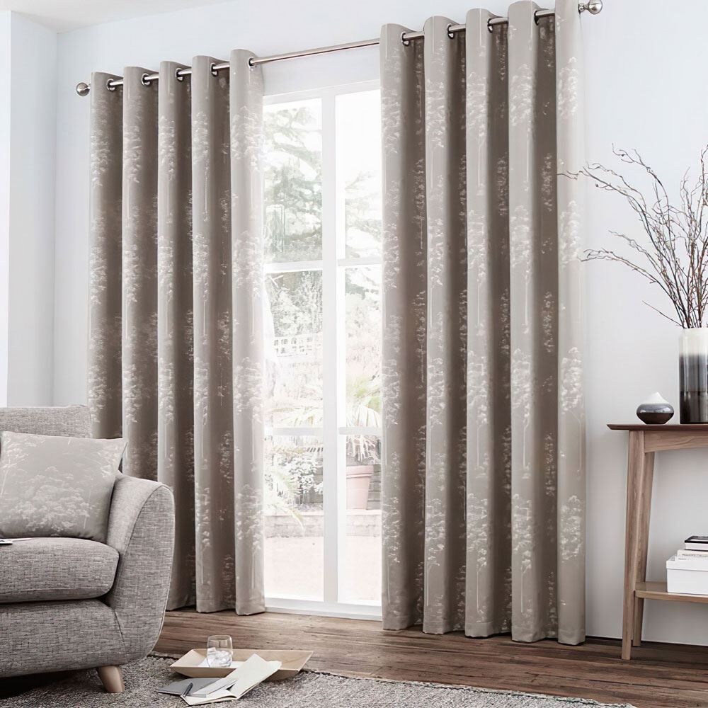 Curtina Elmwood Floral Print Eyelet Lined Curtains