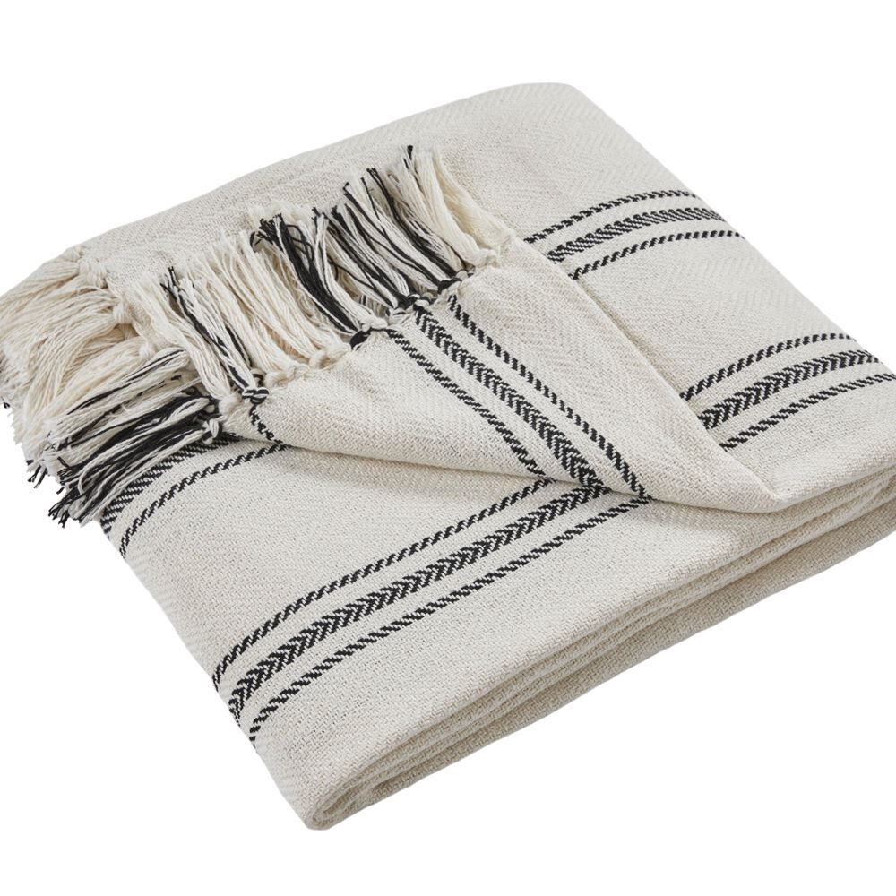 Drift Home Brinley Woven 100% Recycled Eco-Friendly Cotton Rich Fringed Throw