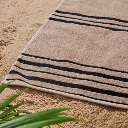 Catherine Lansfield Banded Stripe 100% Cotton Beach Towel, Cream/Natural, 2 Pack