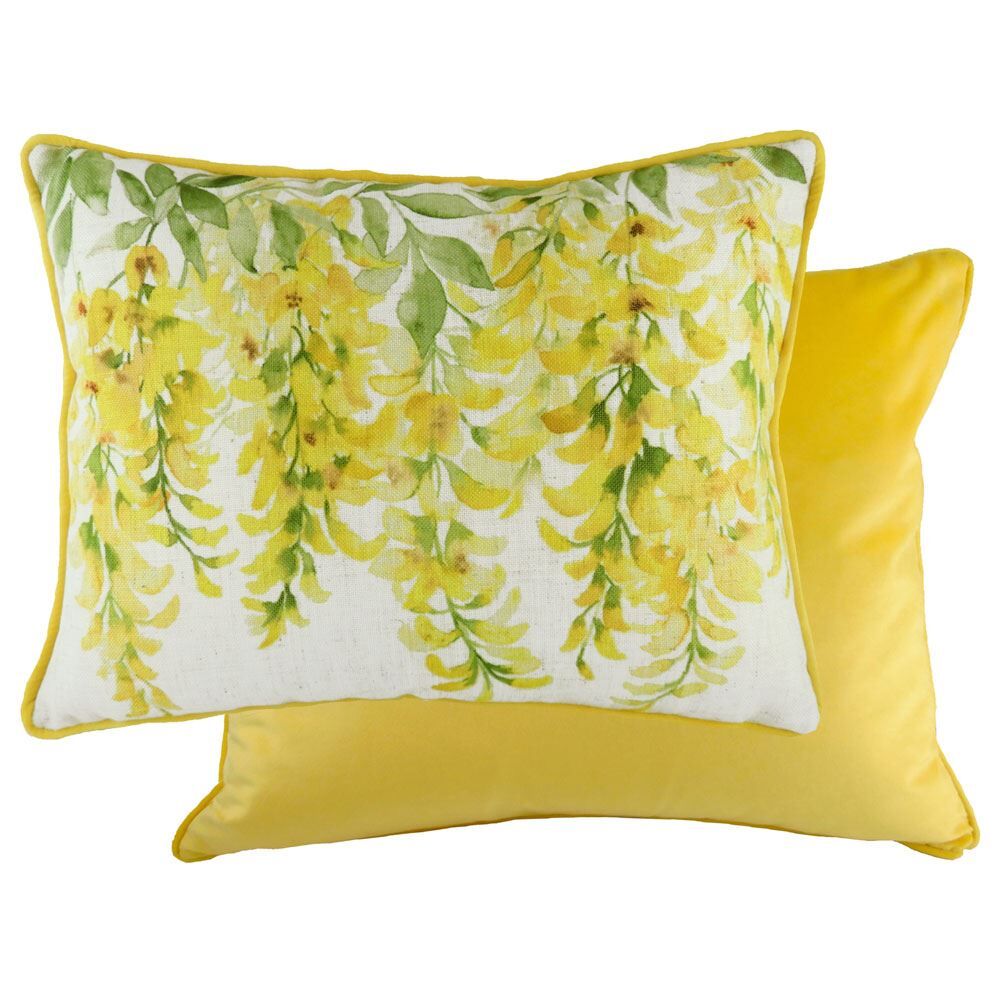 Evans Lichfield Blossoms Laburnum Watercolour Print Cushion Cover, Yellow, 33 x 43 Cm