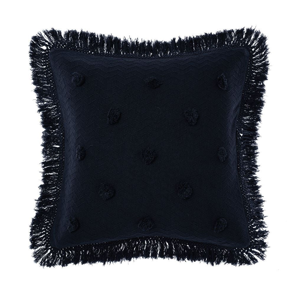 Linen House Adalyn Geometric Tufted Jacquard 100% Cotton Continental Pillow Case, Indigo