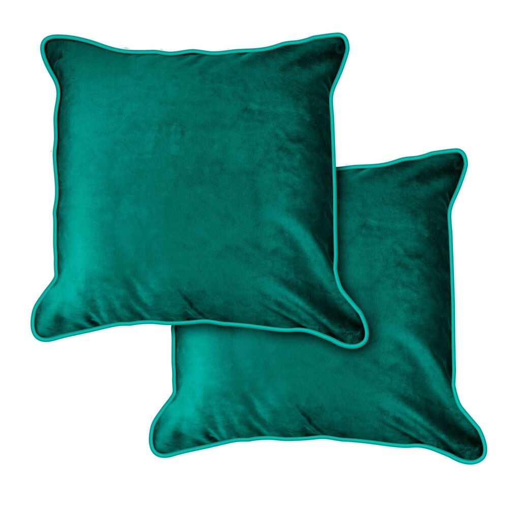 Emma Barclay Chelsea Velvet Soft Touch Piped Cushion Cover, Green, 43 x 43 Cm
