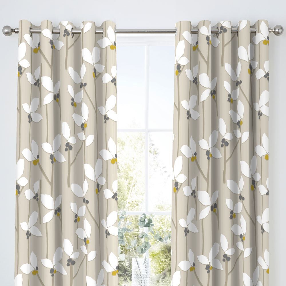 Dreams & Drapes Malmo Floral Scandi Print Eyelet Lined Curtains