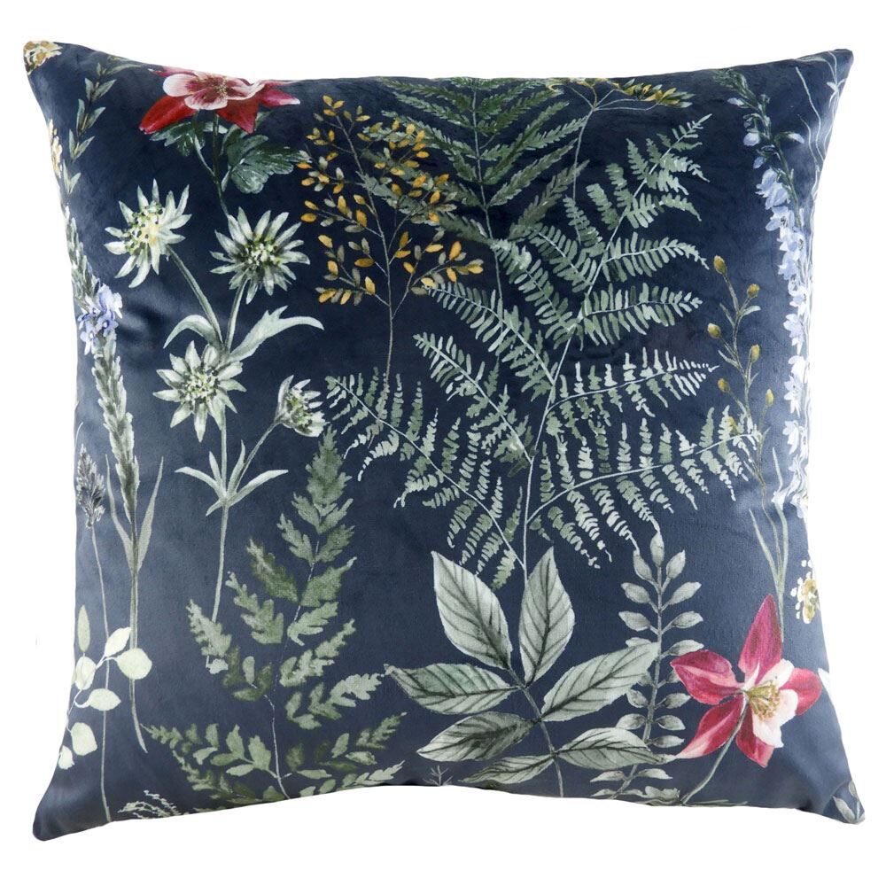Evans Lichfield Eden Trail Botanical Faux Velvet Cushion Cover, Multi, 43 x 43 Cm