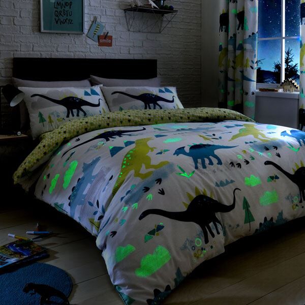 Bedlam Kids Dino Glow In The Dark Duvet Cover Set, Multi