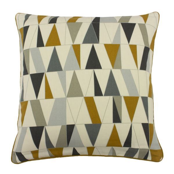 Furn Renovate Geometric Piped Cushion Cover, Charcoal/Gold, 45 x 45 Cm