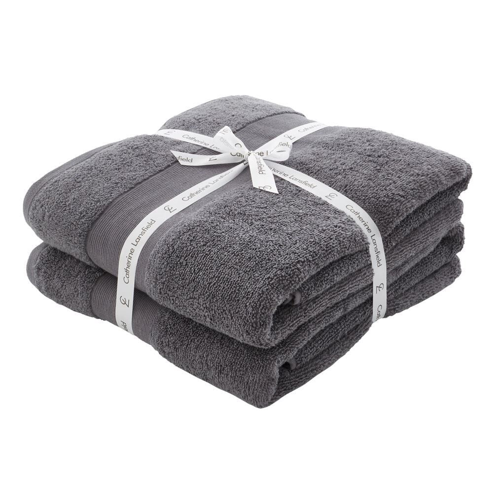 Catherine Lansfield Anti-Bacterial 100% Cotton Bath Sheet, 2 Pack