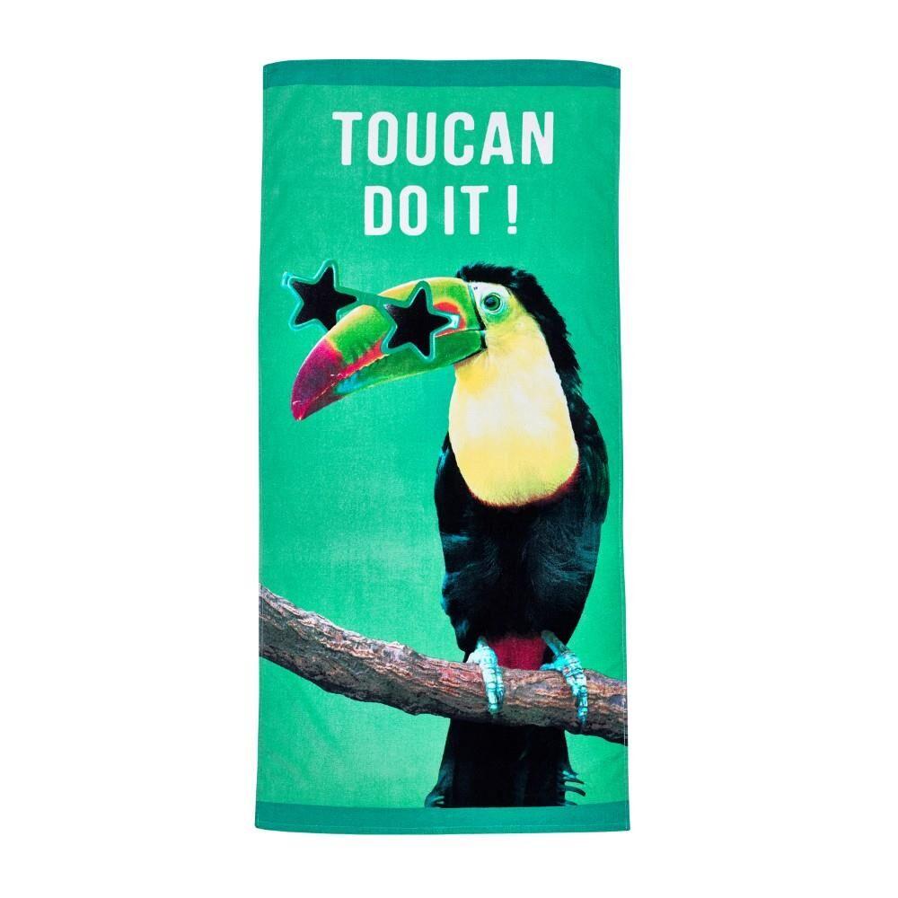 Catherine Lansfield Toucan Do It 100% Cotton Beach Towel, Green