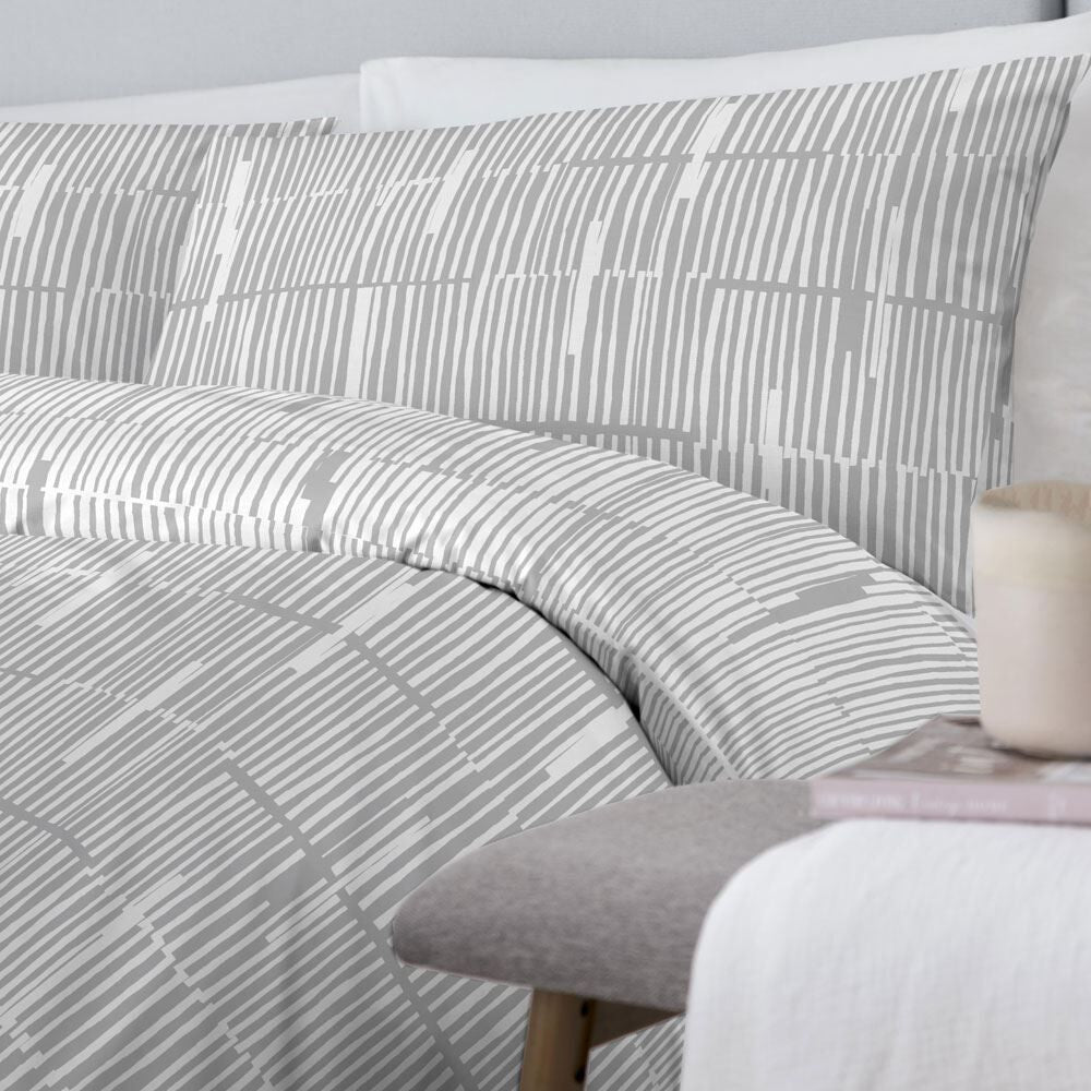 Drift Home Linear Striped Contemporary Print Reversible Eco-Friendly Duvet Cover Set