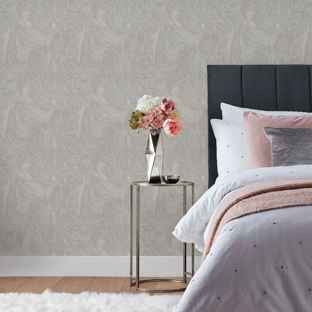 Paoletti Luxe Marble Jacquard Metallic Swirl Vinyl Wallpaper