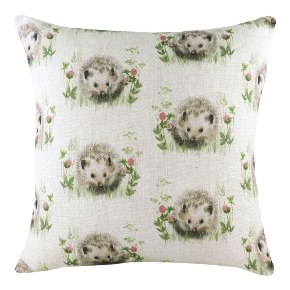 Evans Lichfield Hedgerow Hedgehog Repeat Watercolour Print Cushion Cover, Multi, 43 x 43 Cm
