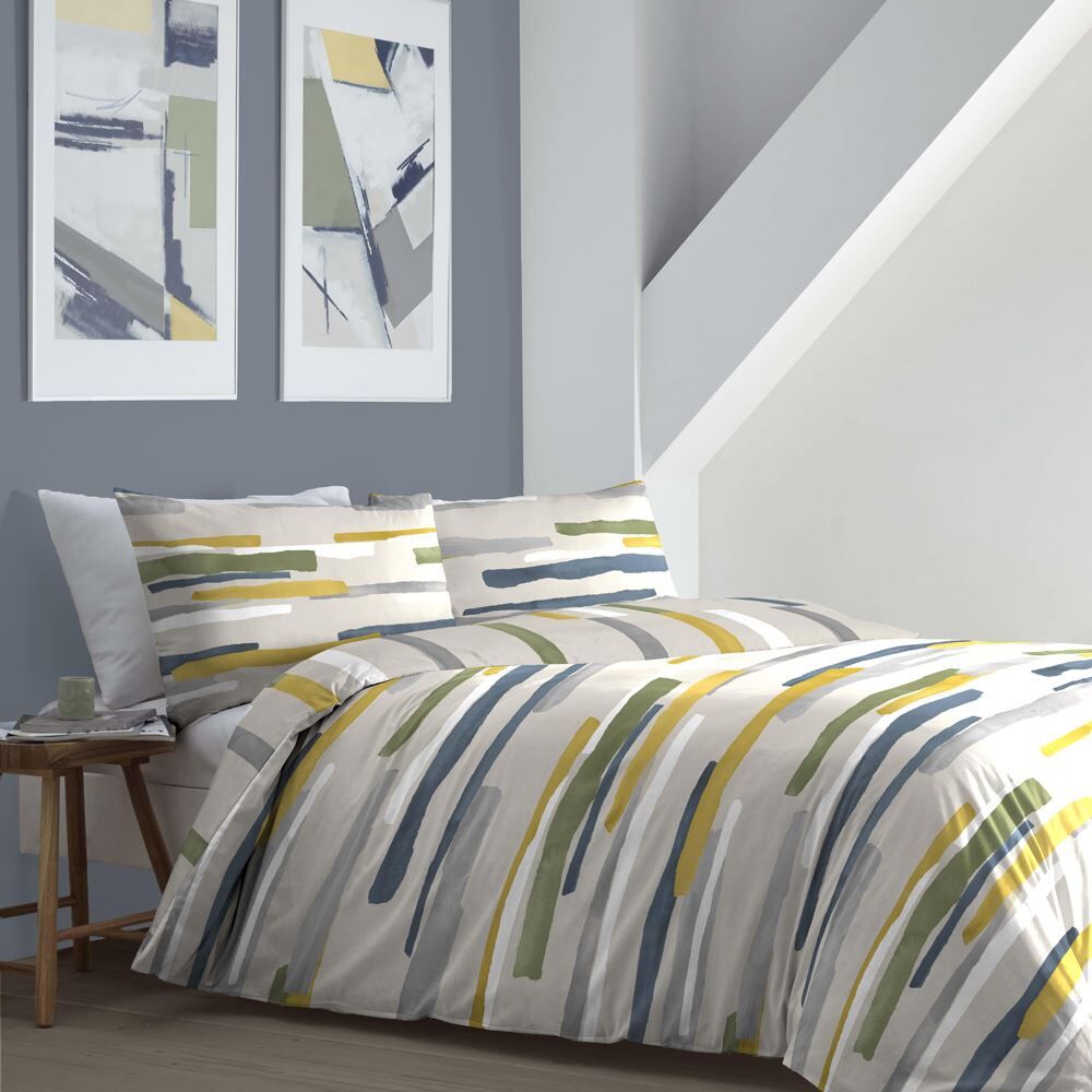 Fusion Clifton Contemporary Print Easy Care Reversible Duvet Cover Set