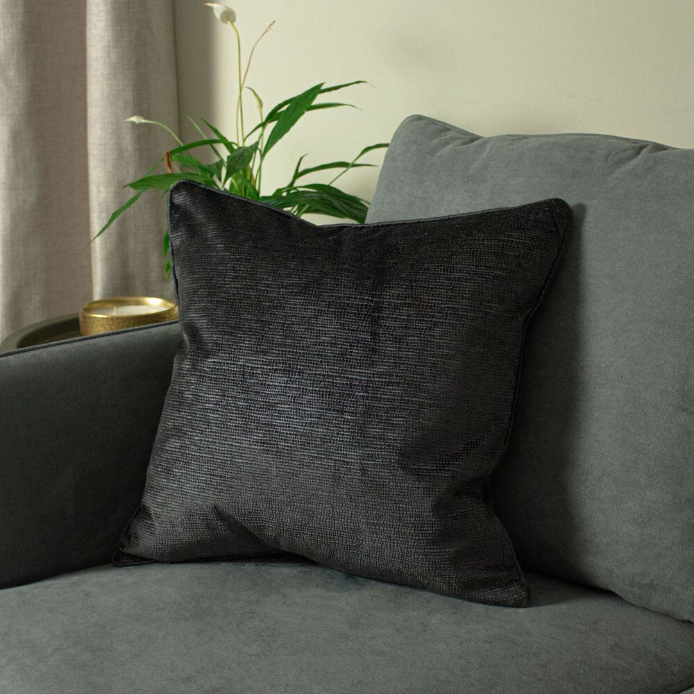 Paoletti Stella Embossed Texture Luxe Velvet Piped Cushion Cover