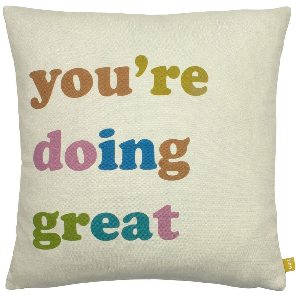 Furn You're Doing Great Print Recycled Polyester Cushion Cover, Multi, 43 x 43 Cm