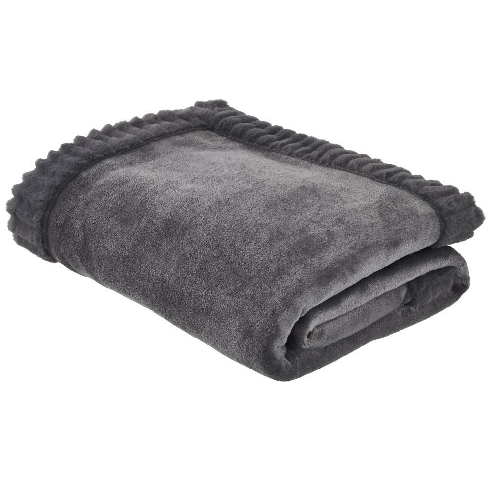 Catherine Lansfield Velvet And Faux Fur Fringed Throw