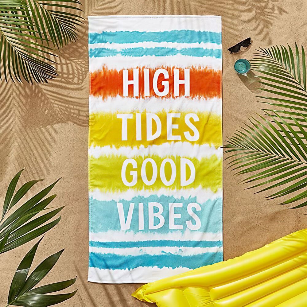Catherine Lansfield Tie Dye Vibes 100% Cotton Beach Towel, Bright