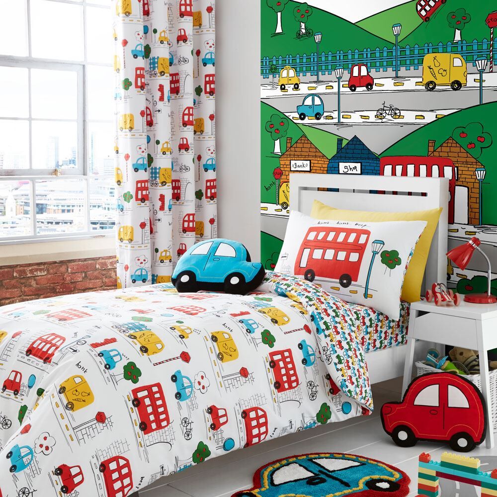 Catherine Lansfield Transport Easy Care Duvet Cover Set, Bright