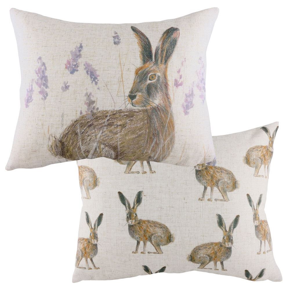 Evans Lichfield Standing Hare Wildlife Print Cushion Cover, Multi, 33 x 43 Cm