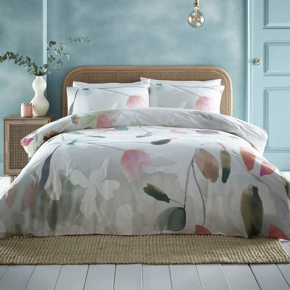 Appletree Style Maeve Floral Watercolour Print 100% Cotton Duvet Cover Set