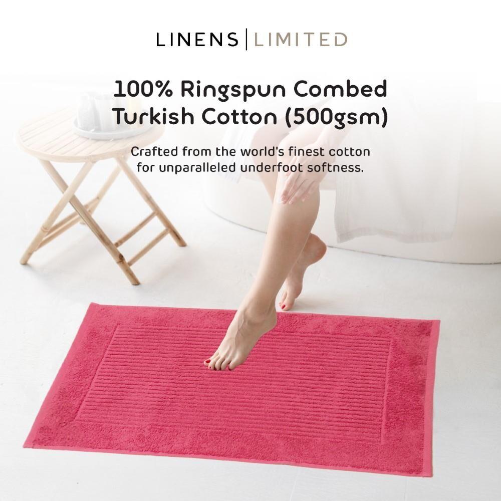 Linens Limited 100% Turkish Cotton Bath Mat, Raspberry