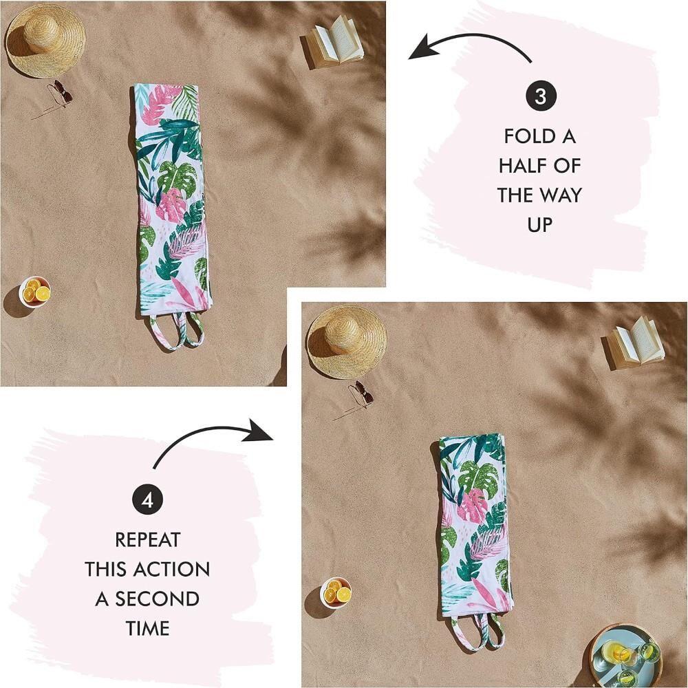 Catherine Lansfield Tropical Palm 100% Cotton Beach Towel, Pink
