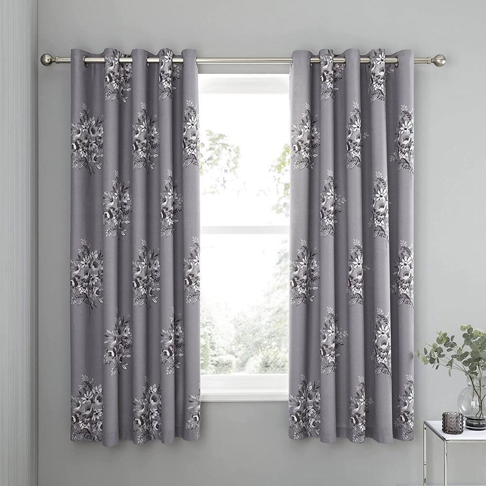 Catherine Lansfield Designer Collection Floral Bouquet Lined Eyelet Curtains