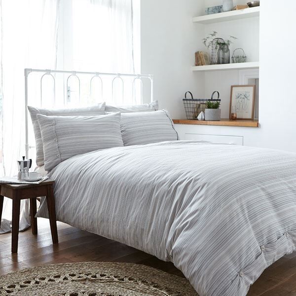 Bianca Cotton Soft Woven 100% Cotton Stripe Duvet Cover and Pillowcase Set, Natural