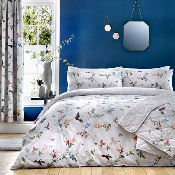 Dreams & Drapes Mansfield Floral Print Reversible Duvet Cover Set, Grey
