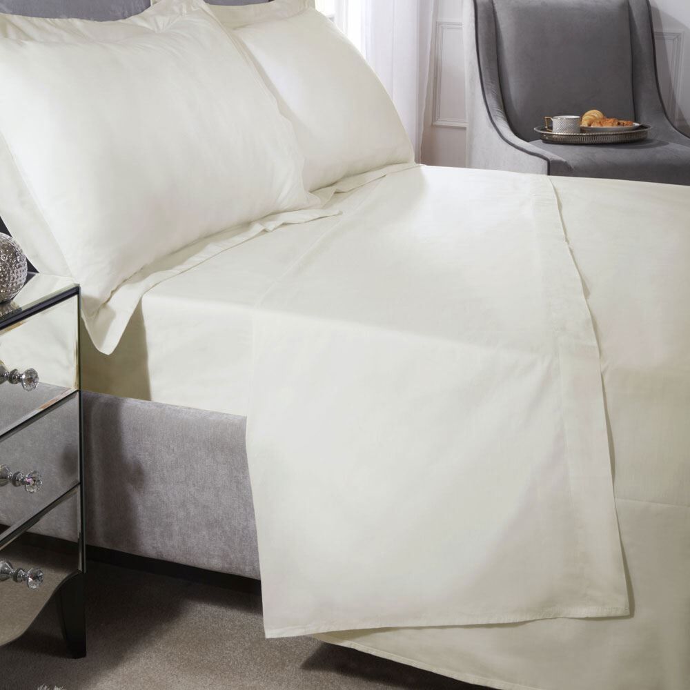 Emma Barclay 100% Egyptian Cotton 200 Thread Count Flat Sheet, Cream, Double