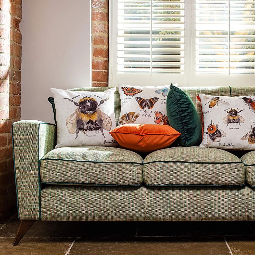 Evans Lichfield Species Bumble Bee Watercolour Print Cushion Cover, White, 43 x 43 Cm