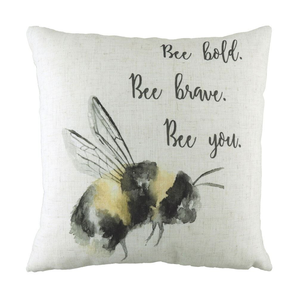 Evans Lichfield Bee You Watercolour Print Cushion Cover, White, 43 x 43 Cm
