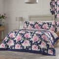 Dreams & Drapes Kirsten Floral Print Quilted Bedspread, Pink/Blue, 200 x 230 Cm