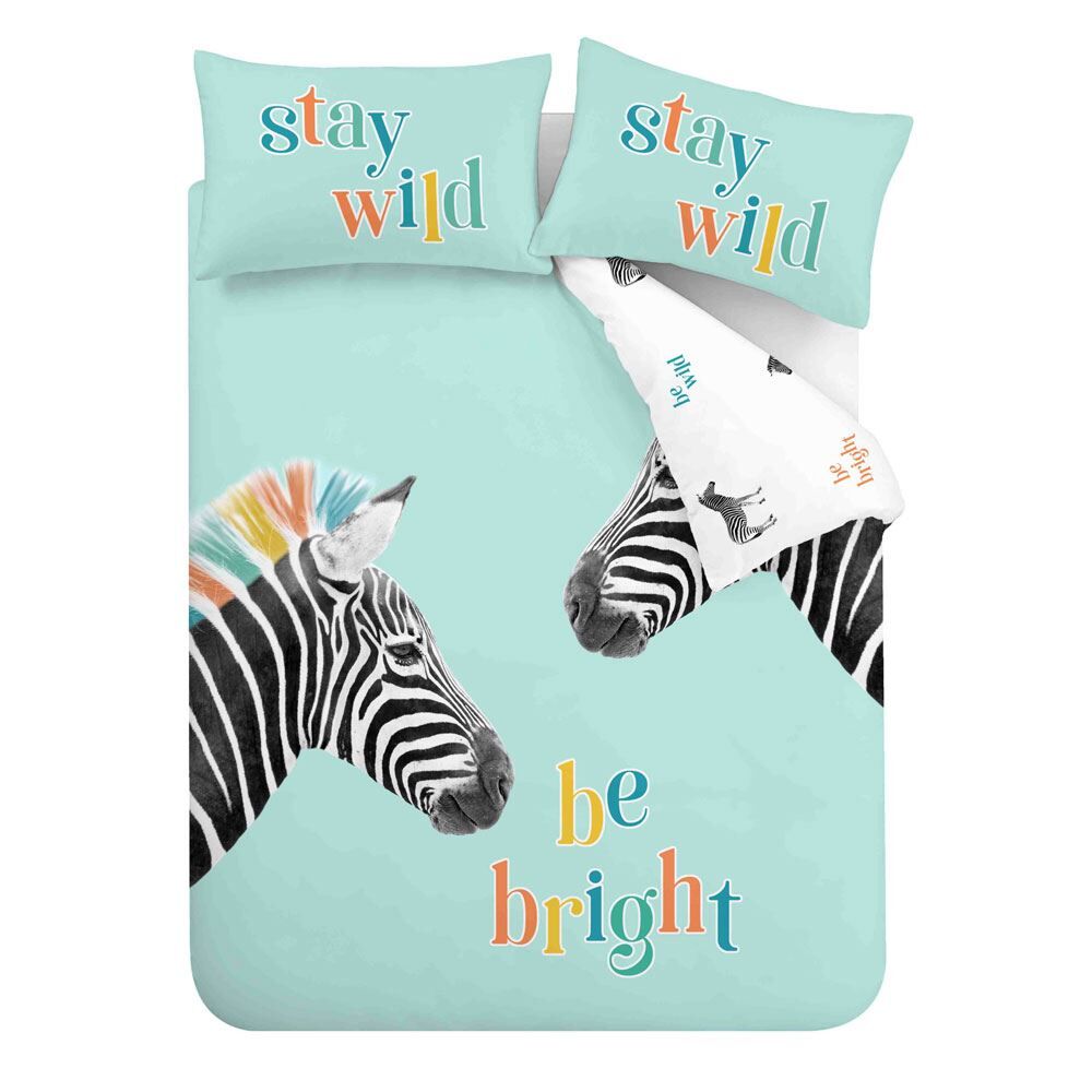 Catherine Lansfield Stay Wild Zebra Print Easy Care Reversible Duvet Cover Set