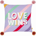 Furn Pom Poms Love Wins Tasselled Cushion Cover, Lilac, 43 x 43 Cm