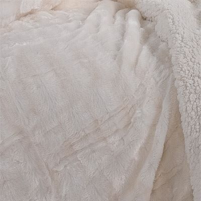 Linens Limited Microfibre Box Fur Throw, Cream, 150 x 200 Cm