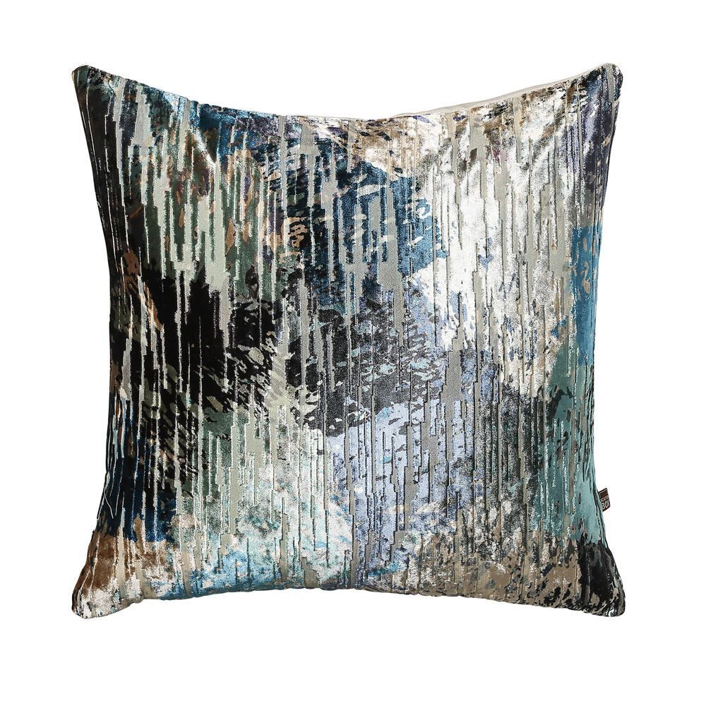 Scatter Box Oksana Cut Velvet Feather Filled Cushion, Blue