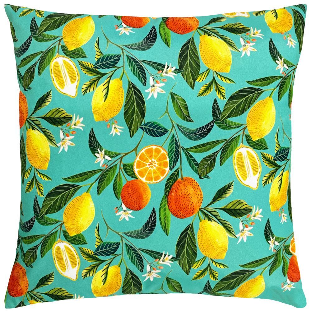 Evans Lichfield Orange Blossom Print Outdoor Cushion Cover, Multi, 43 x 43 Cm